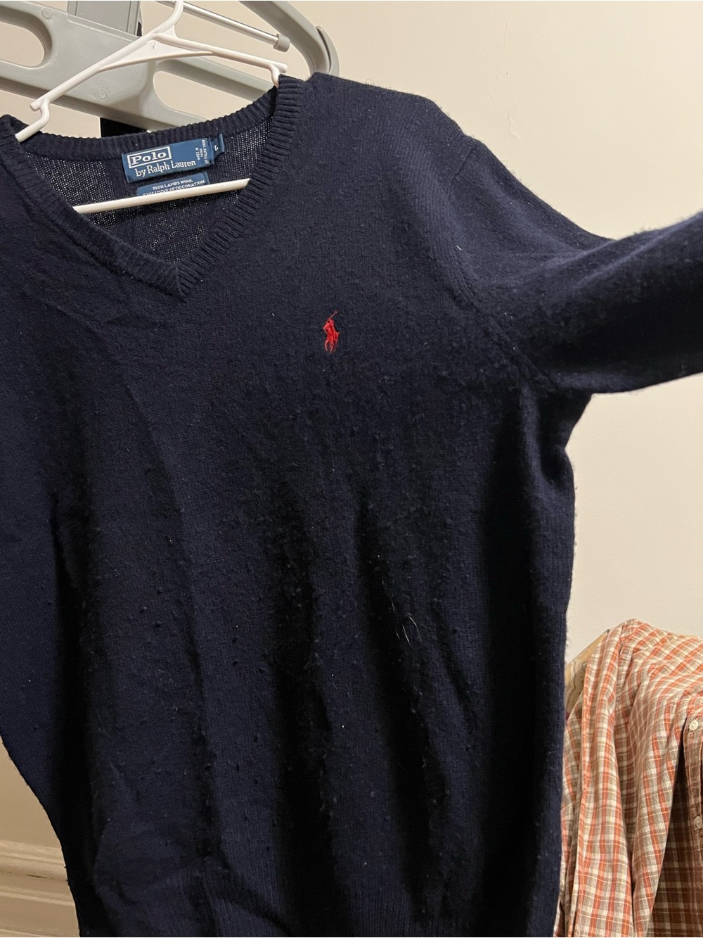 Ralph Lauren Navy V-Neck Sweater with Red Pony - Picture 4 of 6